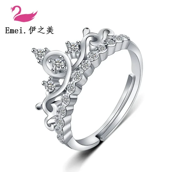 Trendy diamond-studded ring for women, crown ring, Japanese and Korean style joint ring, fashionable open zircon index finger ring