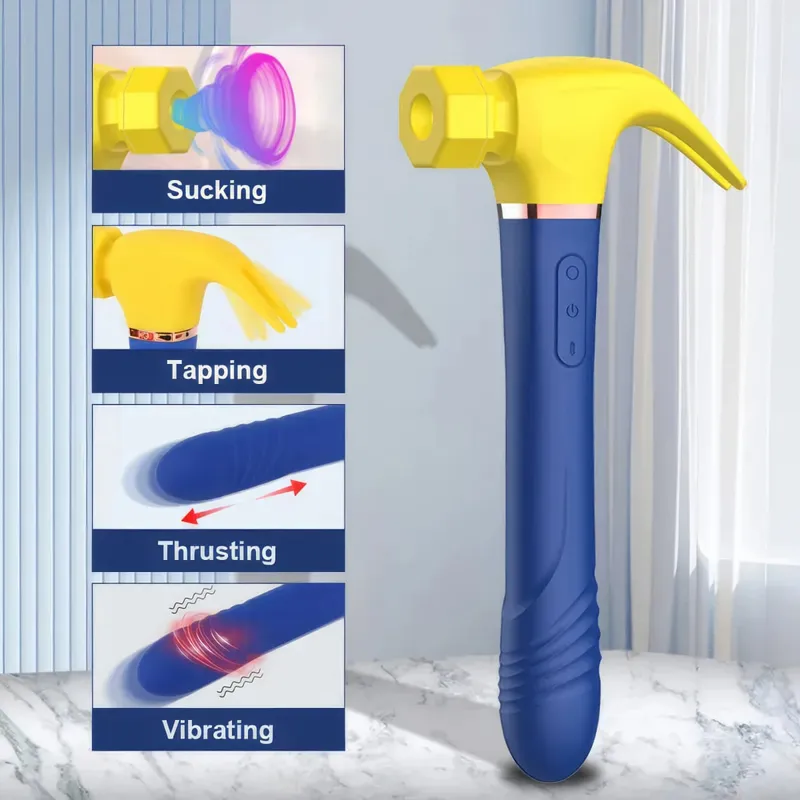 Macchina del sesso multifunzionale del vibratore del martello Stimolazione del punto G. Dildo telescopico Massaggio vaginale Cit Succhiare Masturbatore femminile