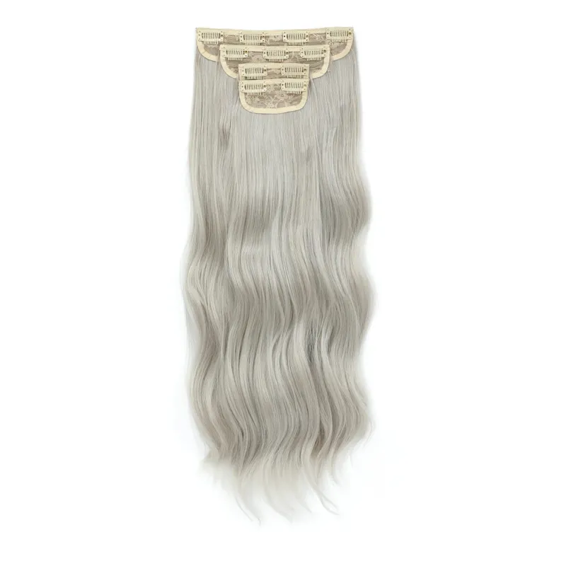 22Inch 220Gram 4Pcs Clips In Blond 613# Body Wave Bundles Ombre Light Brown 6# High Temperature Bio Synthetic Hair Extensions