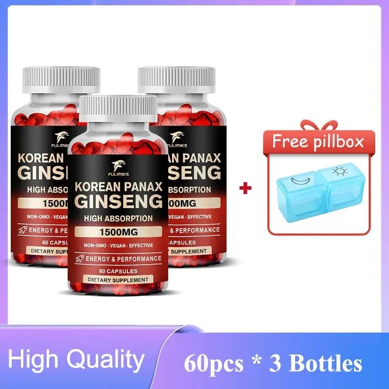 Panax Ginseng 15 000 mg - Red Korean Ginseng Supplement for Men - Extra Strength - Energy Focus Productivity & Performance