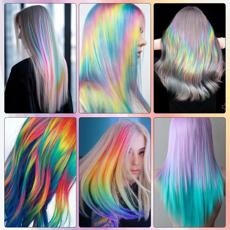 20 inch patchwork 3 color synthetic single clip rainbow color hair extensions 24 color hair extensions for girls holiday gifts