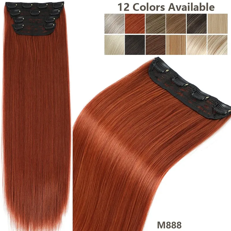 Magicae 24Inch 200G Straight Clip in Hair Extensions Blond 27/613 Ombre Brown 4Pcs/Pack Natural Bio Human-Like High Temperature