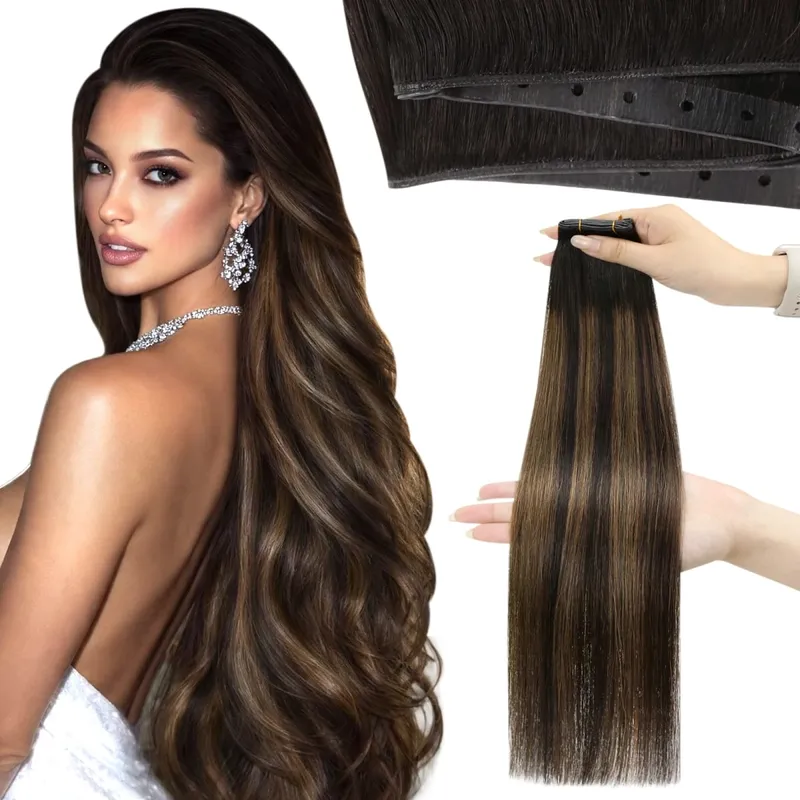 Moresoo Butterfly Weft Human Hair Extensions PU Hole Straight Extensiones De Cabello Humano Pu Hole Weft for Women and Party