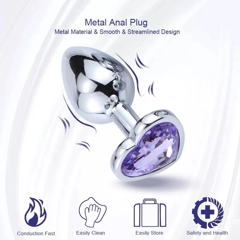 Metal Anal Plug for Beginner Crystal Heart Shape Butt Plug Masturbation Stimulator For Women Dildo Sex Toy Men Prostate Massager — image 2