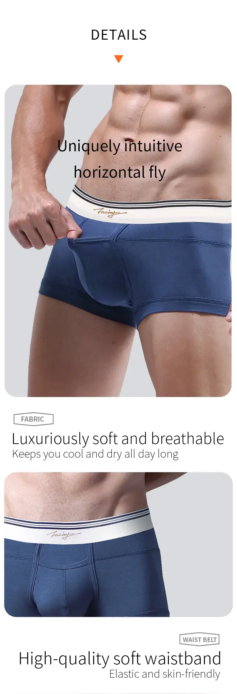 52025 Men's Boxers Men's Trunks – Premium Ultra-Soft Micro Modal for Exceptonal Comfort & Style. Boxers with Horizontal Fly