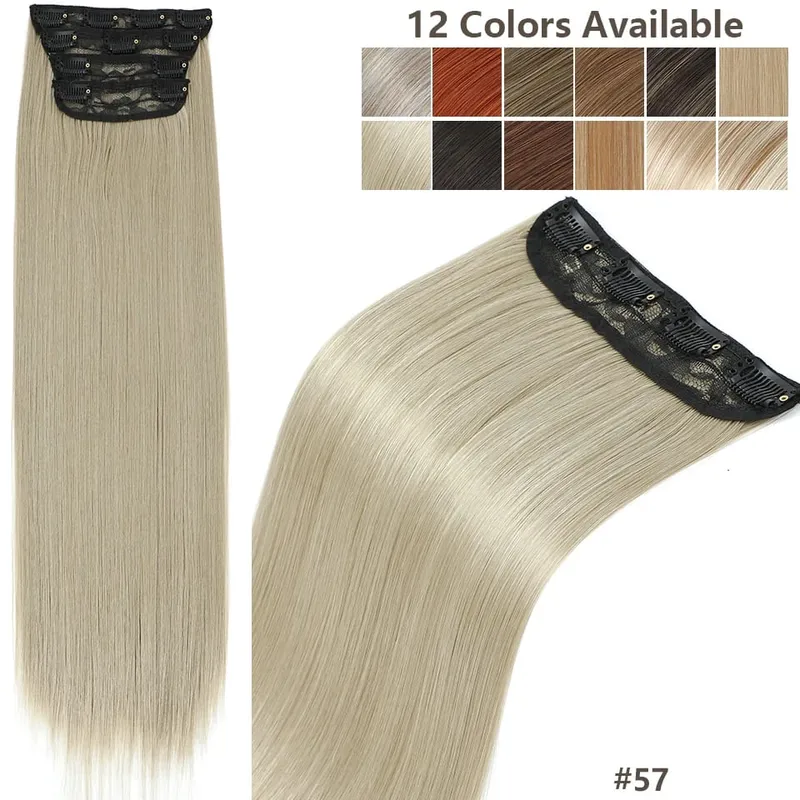 Magicae 24Inch 200G Straight Clip in Hair Extensions Blond 27/613 Ombre Brown 4Pcs/Pack Natural Bio Human-Like High Temperature