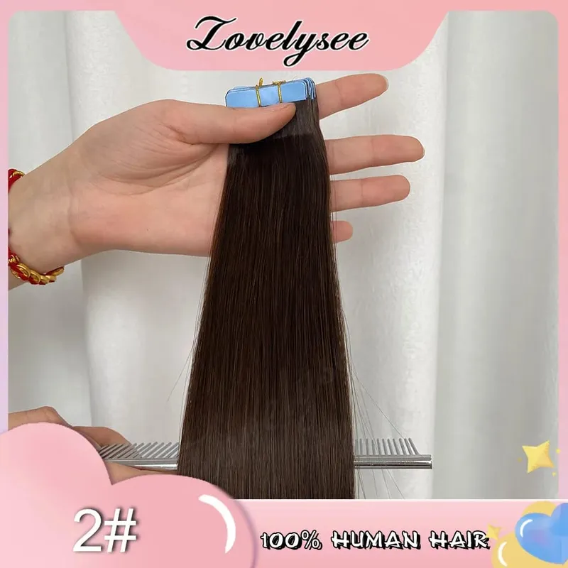 Balayage Tape In Hair Extensions Human Hair 100% Remy Hair Straight Seamless Invisible 20Pcs/40Pcs Tape Ins Human Hair Chick End