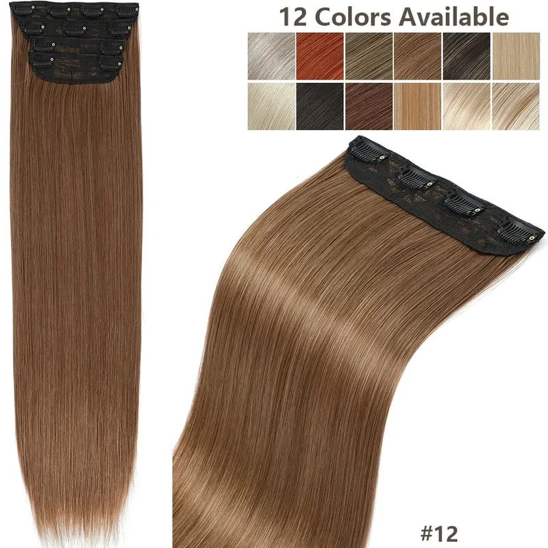 Magicae 24Inch 200G Straight Clip in Hair Extensions Blond 27/613 Ombre Brown 4Pcs/Pack Natural Bio Human-Like High Temperature