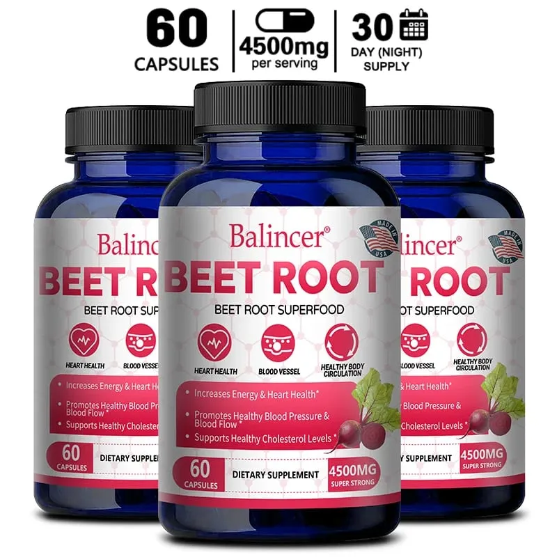 Beetroot Capsules 2500mg Support Daily Blood Circulation Cardiovascular Wellness Physical Endurance & Immune Balance — image 1