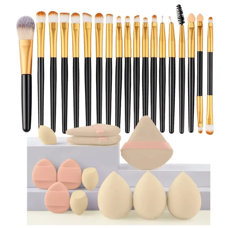 12/32pcs Makeup Brush and Sponge Set Professional Makeup Brush Set Beauty Blender Triangle Powder Puff Clean Powder Puff — image 13