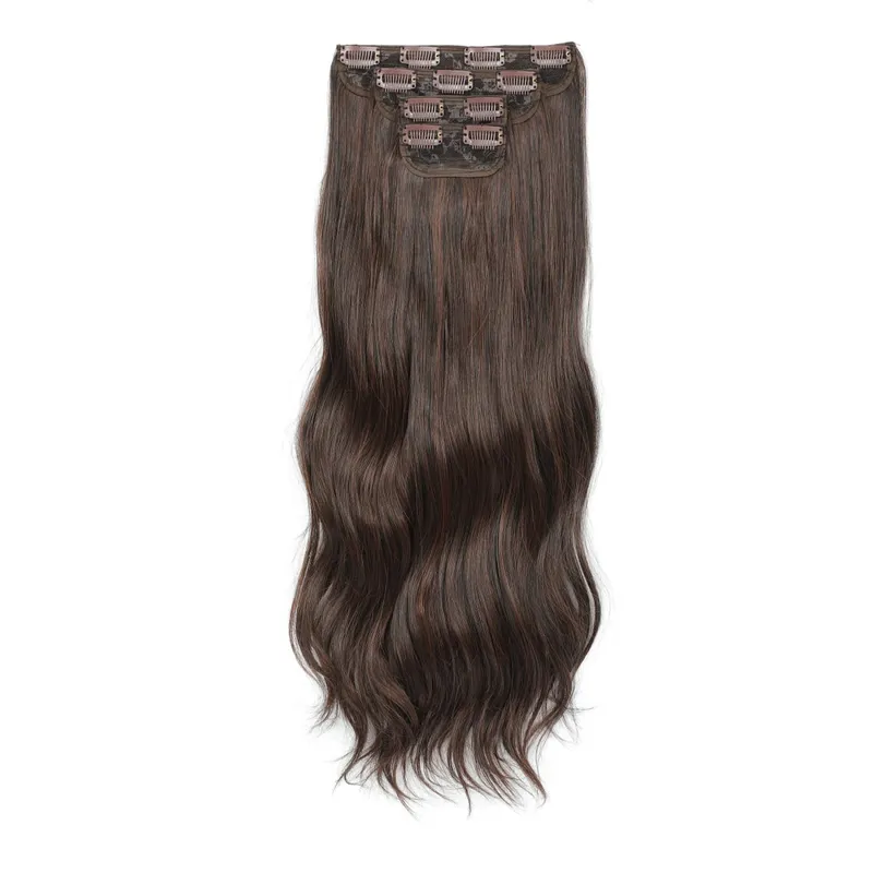 22Inch 220Gram 4Pcs Clips In Blond 613# Body Wave Bundles Ombre Light Brown 6# High Temperature Bio Synthetic Hair Extensions