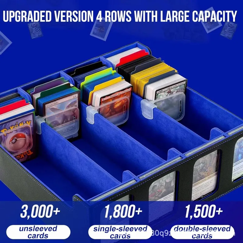 Card Storage Box Holds 2400+ Single Sleeved Cards Includes 4 Card Stoppers and 24 Card Dividers Suitable for TCG Trading Card