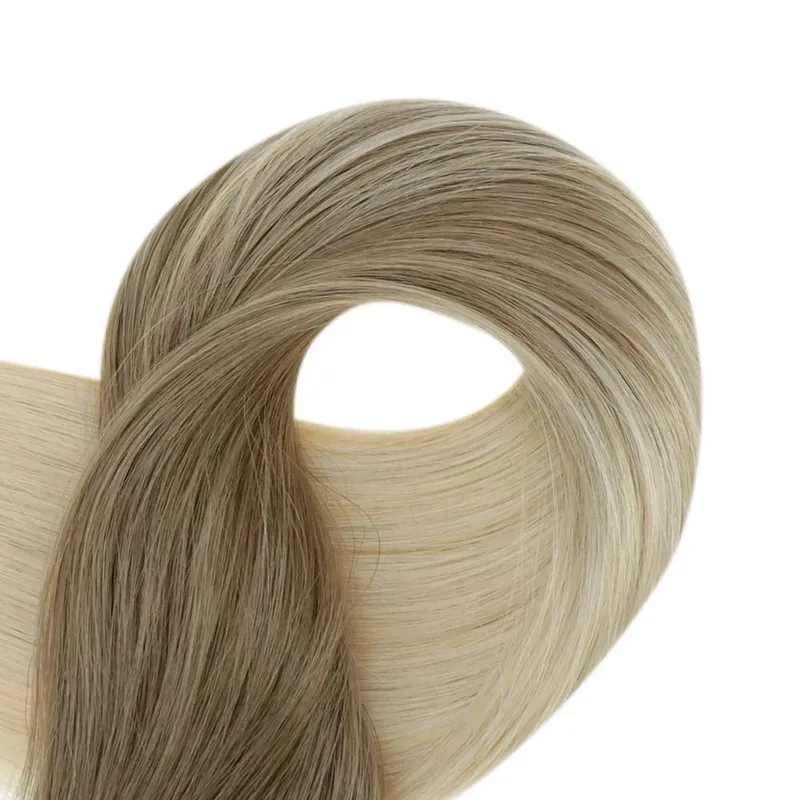 Clip invisibile senza cuciture nelle estensioni dei capelli umani Full Shine 8 pezzi 120 g Colore biondo Remy Balayage — image 3