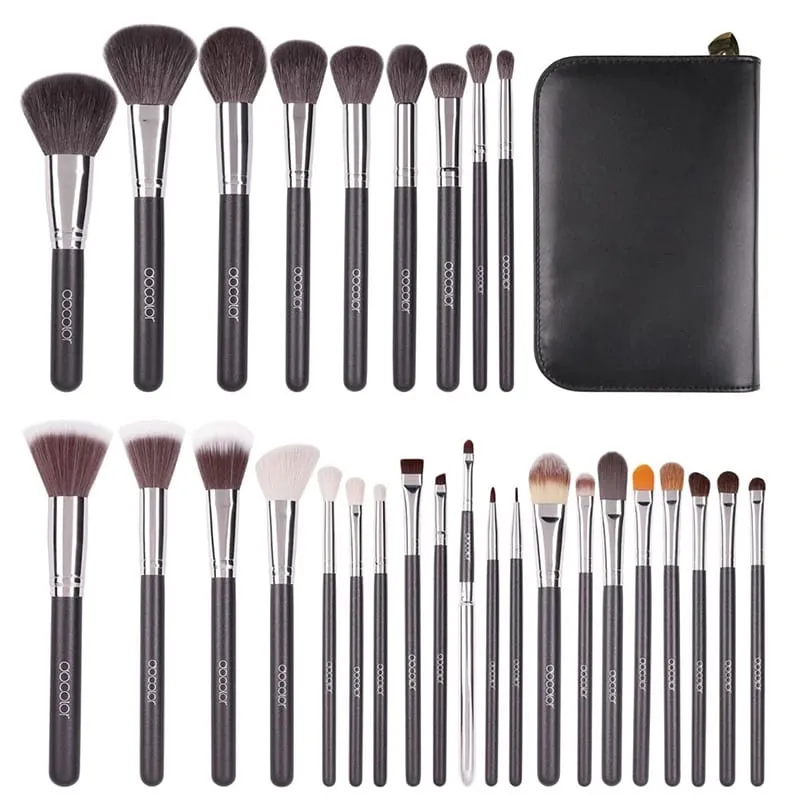 Docolor Professional Makeup Brushes Set 29pcs Natural Hair Foundation Powder Contour Eyeshadow Concealer with PU Leather DA2901