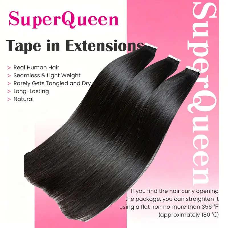 Straight Tape In Hair Extensions 100% Real Remy Human Hair Skin Weft Salon Quality For Woman 50G Tape Ins Human Hair Extension — image 3