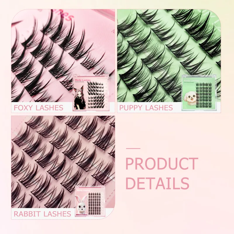 Puppy lashes Fox Series Rabbit Eye Lashes Segmented False Eyelashes Natural Simulation Thick Single Cluster Comic Fairy Lashes — image 3