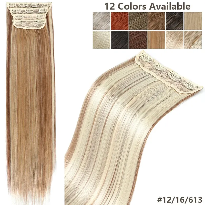 Magicae 24Inch 200G Straight Clip in Hair Extensions Blond 27/613 Ombre Brown 4Pcs/Pack Natural Bio Human-Like High Temperature