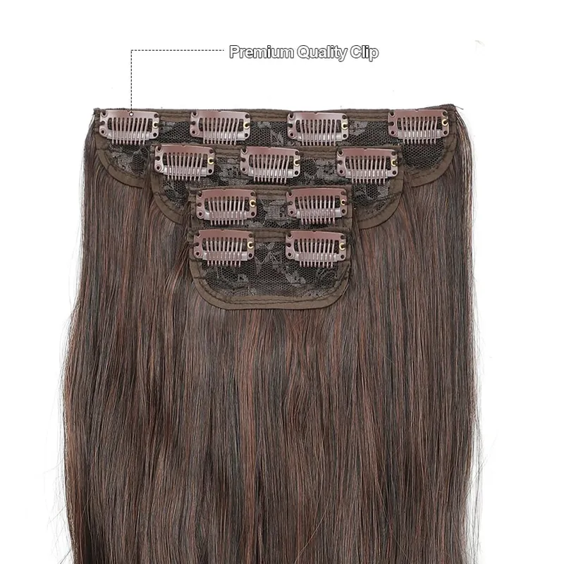 22Inch 220Gram 4Pcs Clips In Blond 613# Body Wave Bundles Ombre Light Brown 6# High Temperature Bio Synthetic Hair Extensions