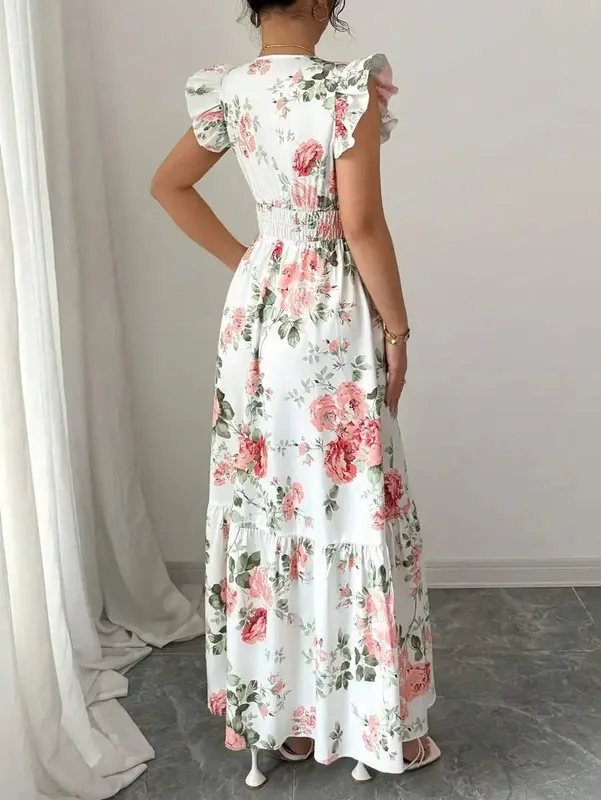 2026 Women's Romantic Floral Print Dress Minimalist Fashion Summer Appropriate Casual Elegant Skirt for Women