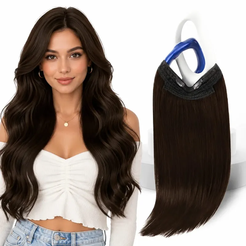 VeSunny Fish Line Human Hair Extension Remy Hair One Piece Invisible Wire Hair Weft Brazilian Hair Balayage Hair Extensions