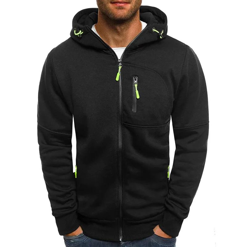 Homme Pull Cardigan Veste À Capuche Poche Zippée Veste Jacquard Sport Fitness Loisirs De Plein Air Course Couleur Unie Vêtements De Sport