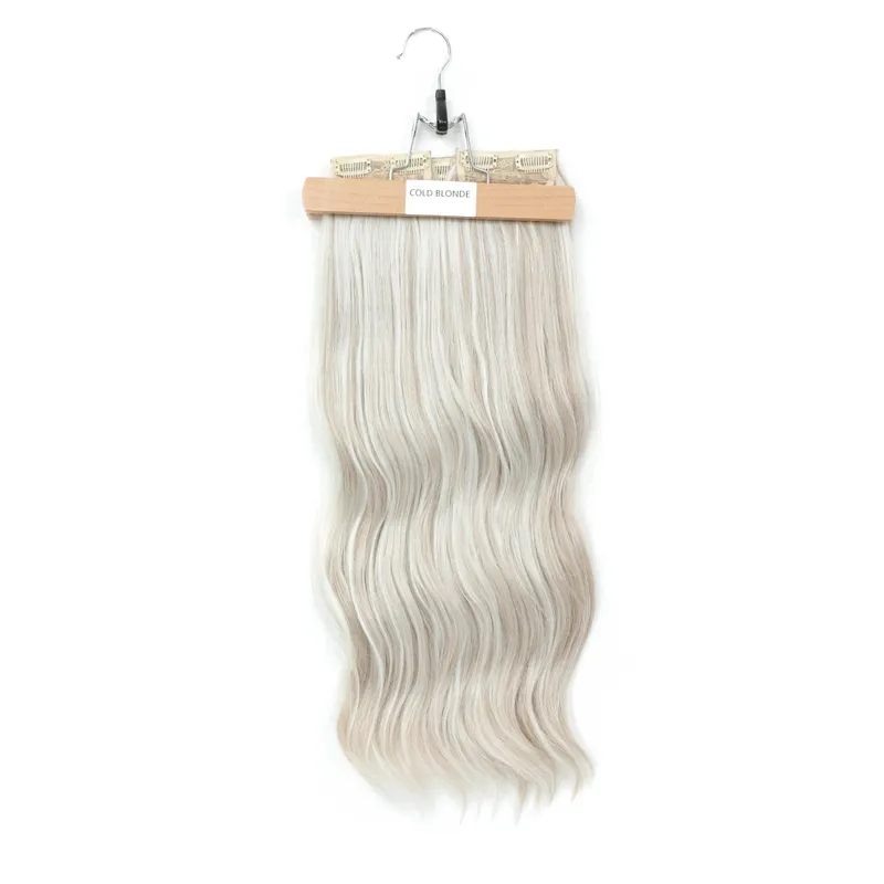 22Inch 220Gram 4Pcs Clips In Blond 613# Body Wave Bundles Ombre Light Brown 6# High Temperature Bio Synthetic Hair Extensions