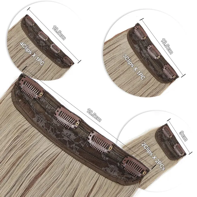 22Inch 220Gram 4Pcs Clips In Blond 613# Body Wave Bundles Ombre Light Brown 6# High Temperature Bio Synthetic Hair Extensions