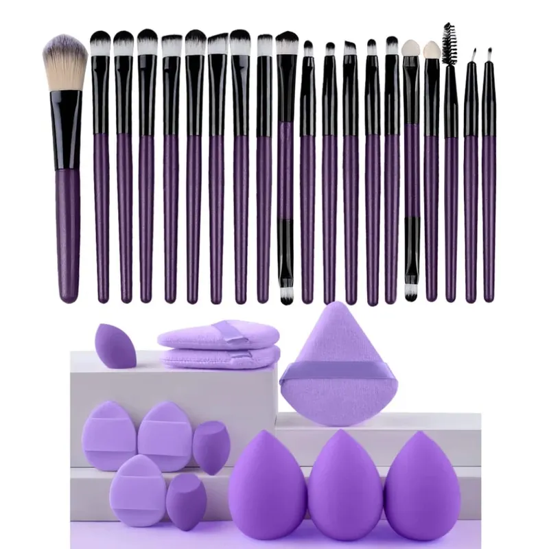 12/32pcs Makeup Brush and Sponge Set Professional Makeup Brush Set Beauty Blender Triangle Powder Puff Clean Powder Puff — image 12
