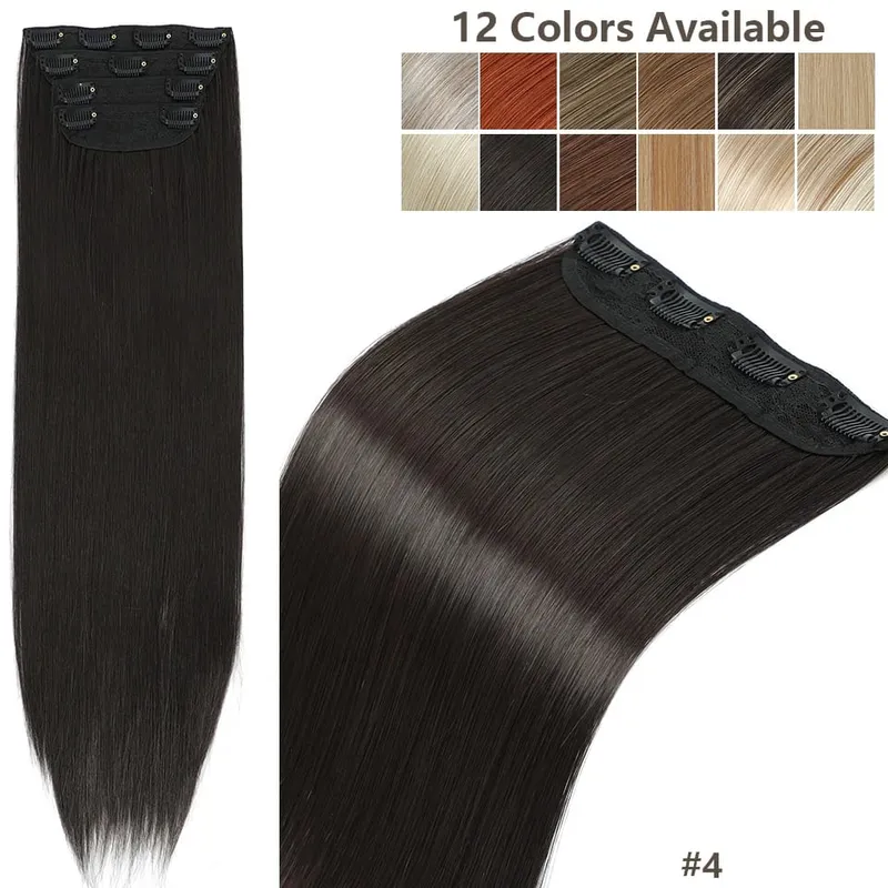Magicae 24Inch 200G Straight Clip in Hair Extensions Blond 27/613 Ombre Brown 4Pcs/Pack Natural Bio Human-Like High Temperature