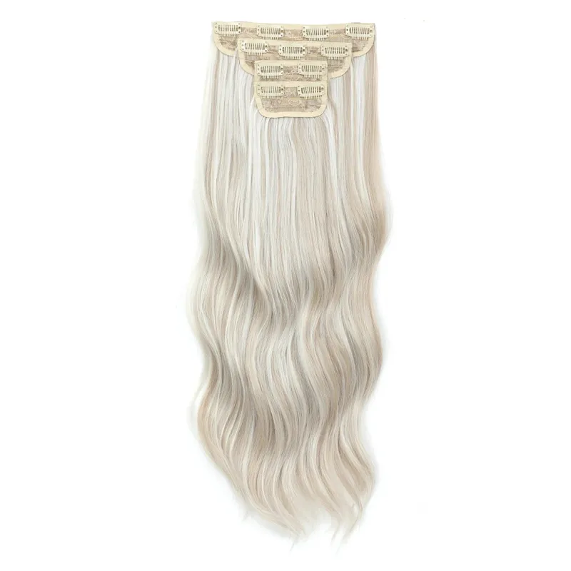 22Inches Clips IN Body Wave Bundles Ombre Brown 6# 220Grams Grey Bio Synthetic Wavy Piano Blond P27/613 4Pcs/Lot Hair Extension