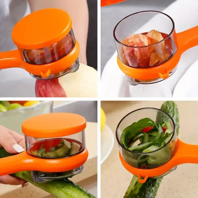 Peeler with Storage Box Fruit and Vegetable Peeler Double-Sided Stainless Steel Multi-Functional Peeler Suitable for Kitchen