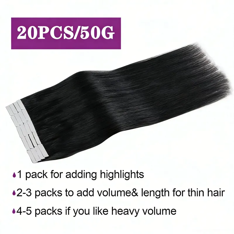 Natural Color Tape In Hair Extensions Virgin Human Hair Silk Straight Invisible Tape On Extensions Color #4 for Women 50G 20pcs