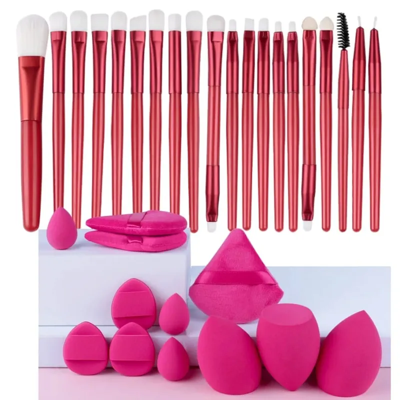 12/32pcs Makeup Brush and Sponge Set Professional Makeup Brush Set Beauty Blender Triangle Powder Puff Clean Powder Puff — image 14