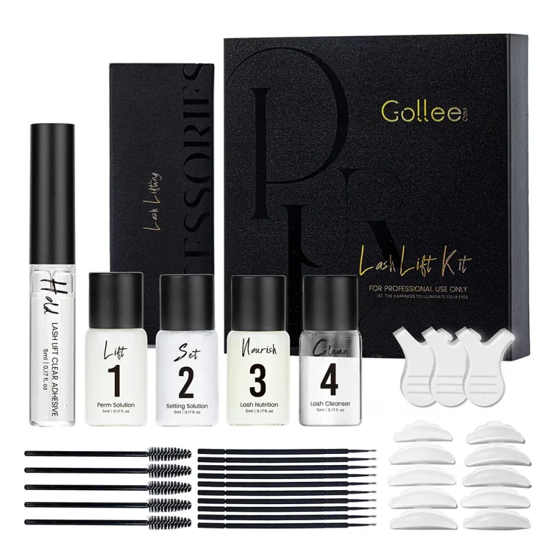 Gollee Eyelash Lifting Perm Kit Natural Lashes Enhancer Long Lasting 4-6 Weeks Black Lash Brow Tinting Perm Professional Makeup