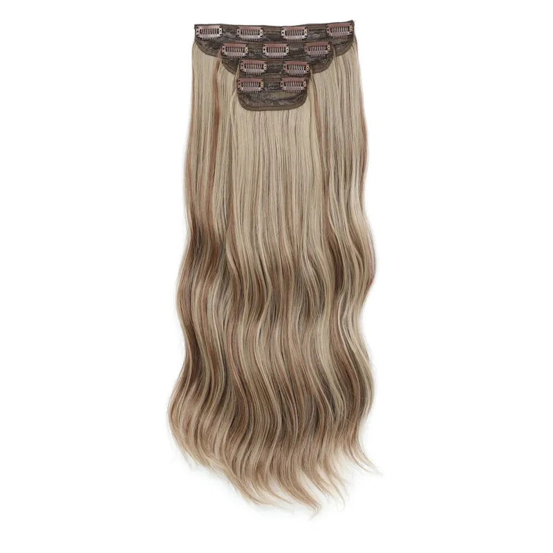 22Inches Clips IN Body Wave Bundles Ombre Brown 6# 220Grams Grey Bio Synthetic Wavy Piano Blond P27/613 4Pcs/Lot Hair Extension