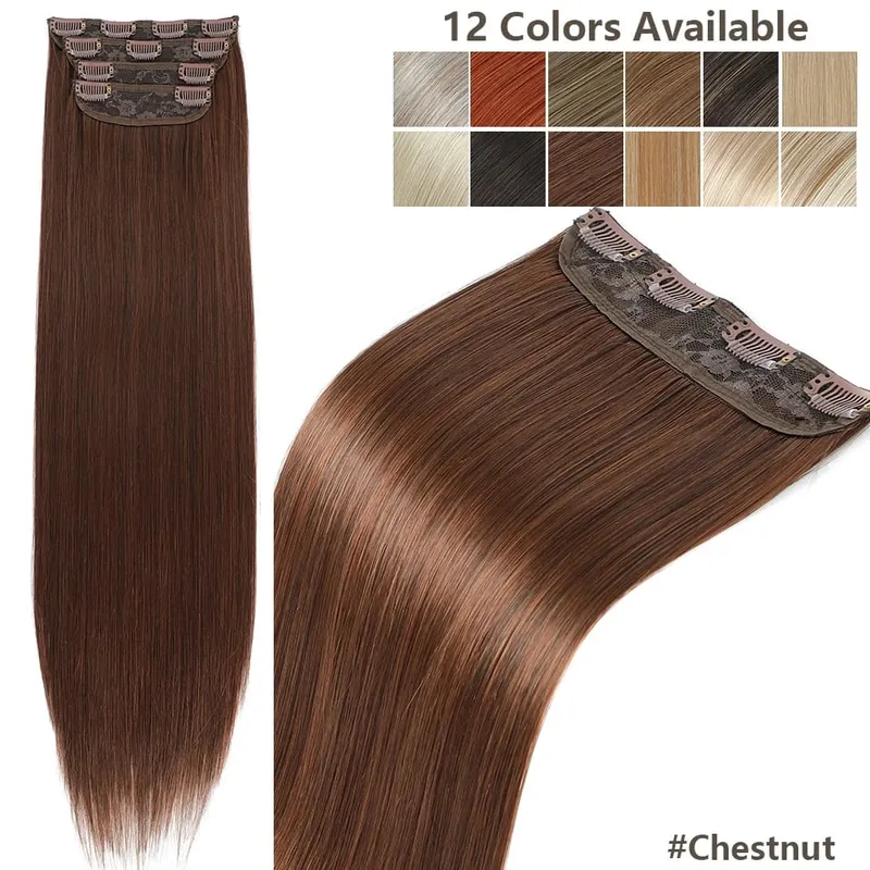 Magicae 24Inch 200G Straight Clip in Hair Extensions Blond 27/613 Ombre Brown 4Pcs/Pack Natural Bio Human-Like High Temperature