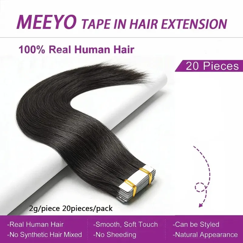 Natural Color Tape In Hair Extensions Virgin Human Hair Silk Straight Invisible Tape On Extensions Color #4 for Women 50G 20pcs