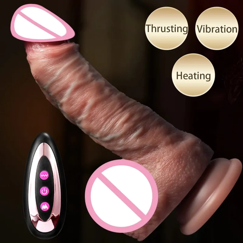 Realistic Dildo Telescopic Vibrator Adult Sex Toys Thrusting Vibrate Heating Penis Masturbation Big Dick Anal Plug for Women 18+
