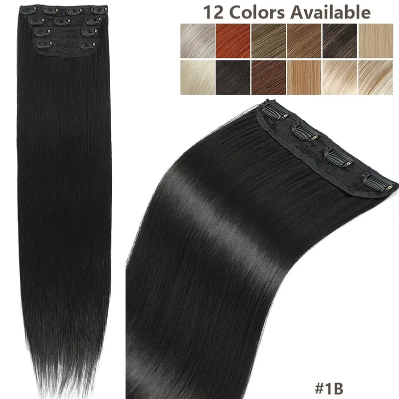 Magicae 24Inch 200G Straight Clip in Hair Extensions Blond 27/613 Ombre Brown 4Pcs/Pack Natural Bio Human-Like High Temperature