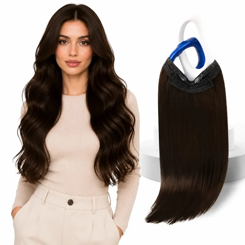 VeSunny Fish Line Human Hair Extension Remy Hair One Piece Invisible Wire Hair Weft Brazilian Hair Balayage Hair Extensions