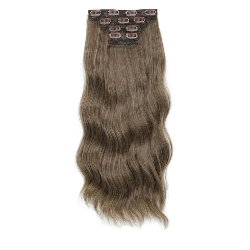 22Inches Clips IN Body Wave Bundles Ombre Brown 6# 220Grams Grey Bio Synthetic Wavy Piano Blond P27/613 4Pcs/Lot Hair Extension