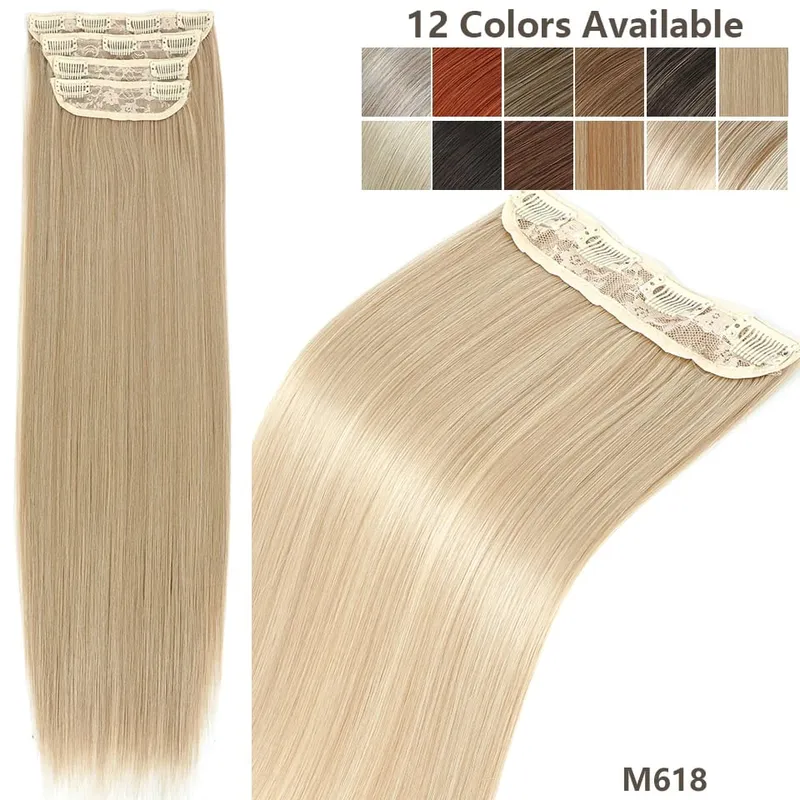 Magicae 24Inch 200G Straight Clip in Hair Extensions Blond 27/613 Ombre Brown 4Pcs/Pack Natural Bio Human-Like High Temperature