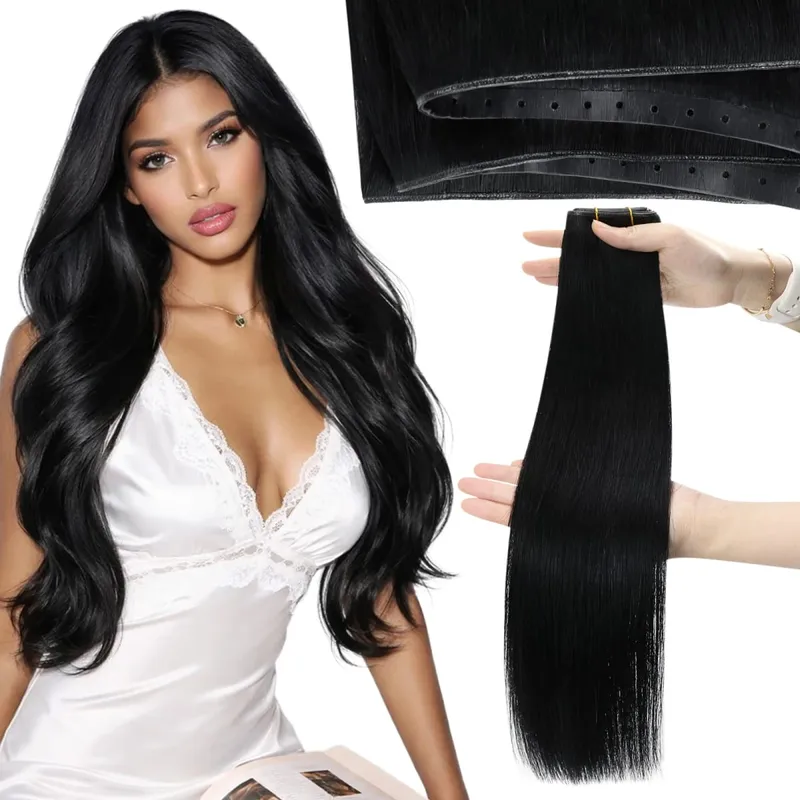 Moresoo Butterfly Weft Human Hair Extensions PU Hole Straight Extensiones De Cabello Humano Pu Hole Weft for Women and Party