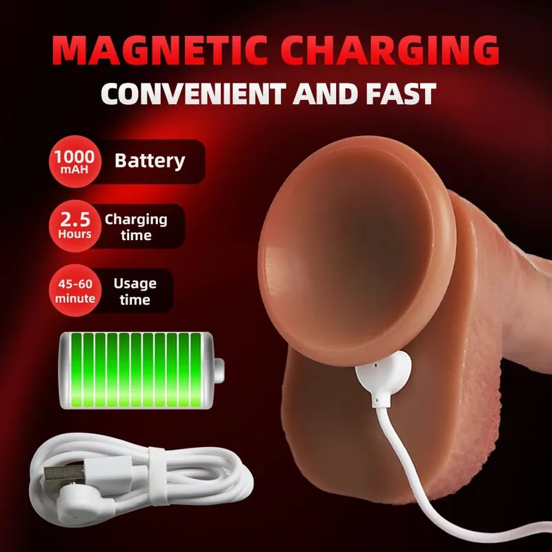 9.65 "empurrando grande vibrador de silicone com 10 modos de impulso, vibração e aquecimento, brinquedos sexuais de vibrador anal com ventosa
