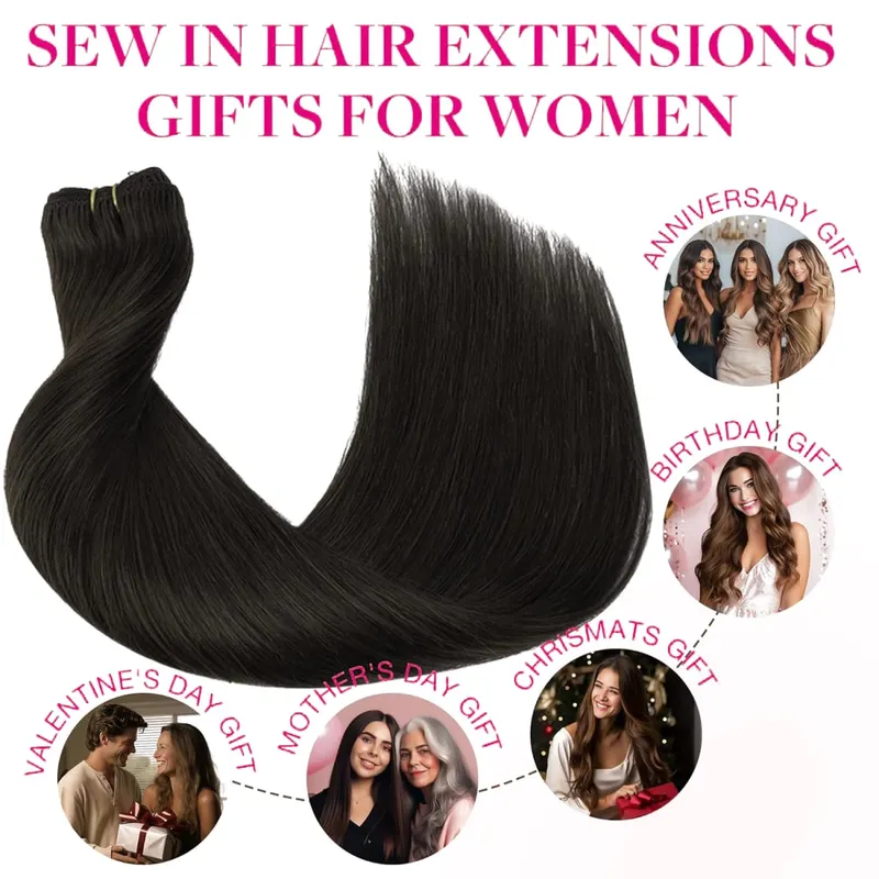 #1B Halo Extensions Human Hair With Clips Natural Black Clip In Hair Extensions Invisible Wire Hair Human Hair Extensions 26In — image 6