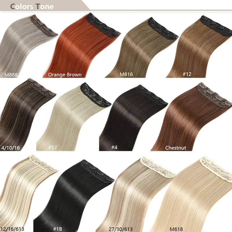 Magicae 24Inch 200G Straight Clip in Hair Extensions Blond 27/613 Ombre Brown 4Pcs/Pack Natural Bio Human-Like High Temperature