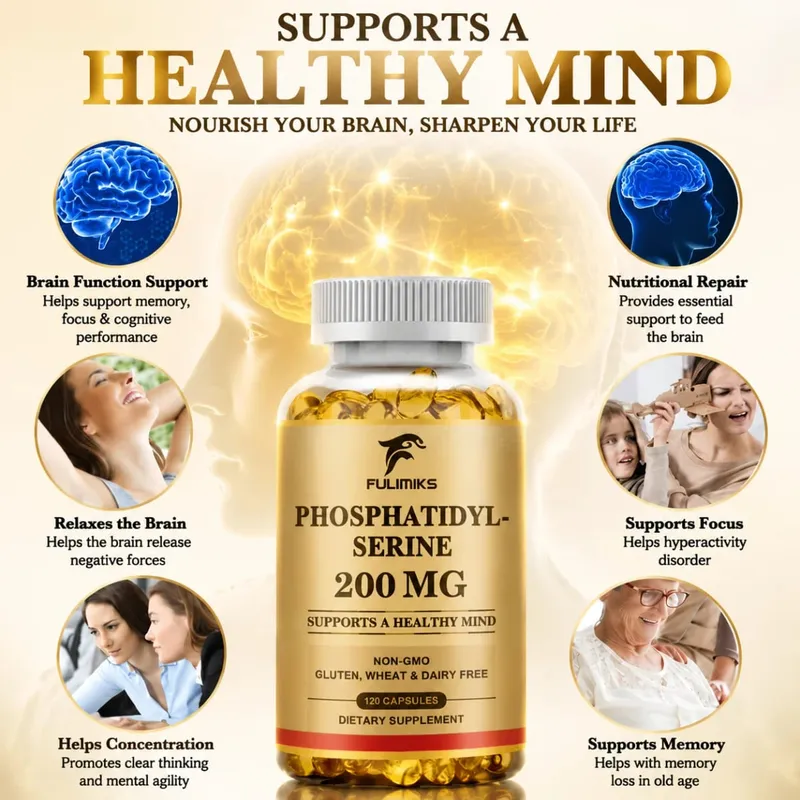 PhosphatidylSerine Kapsülleri Premium Beyin Sağlığı Takviyesi Belleği Destekler Sağlıklı Zihin ve Bilişsel Fonksiyon Stresi Azaltır