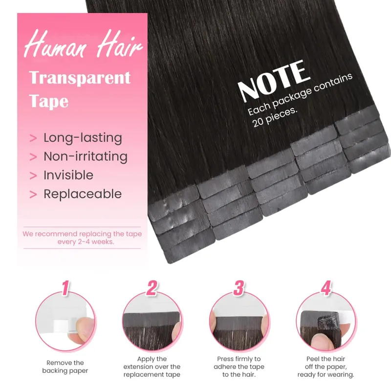 Straight Tape In Hair Extensions 100% Real Remy Human Hair Skin Weft Salon Quality For Woman 50G Tape Ins Human Hair Extension — image 6