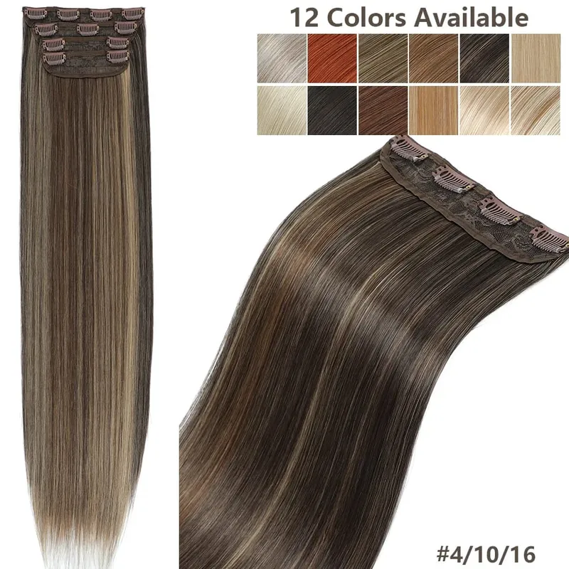 Magicae 24Inch 200G Straight Clip in Hair Extensions Blond 27/613 Ombre Brown 4Pcs/Pack Natural Bio Human-Like High Temperature