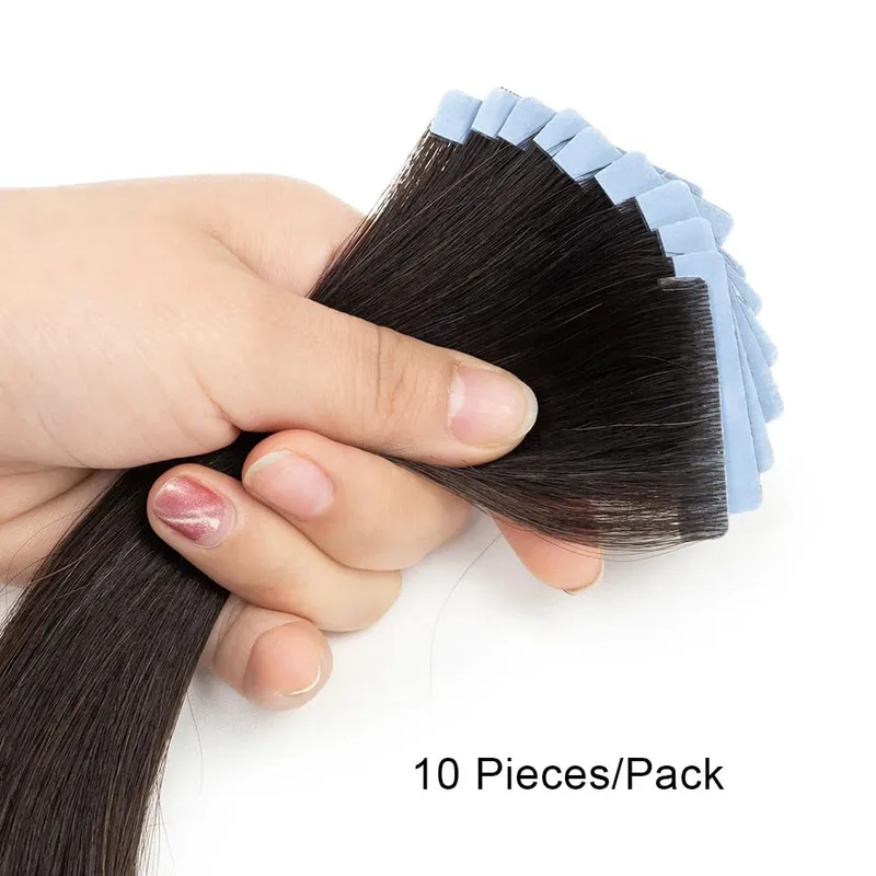 Natural PU Skin Weft Invisible Tape In Human Hair Extensions Double Side Black Blonde Brown Tape Ins Hair Extensions 10pcs/Pack
